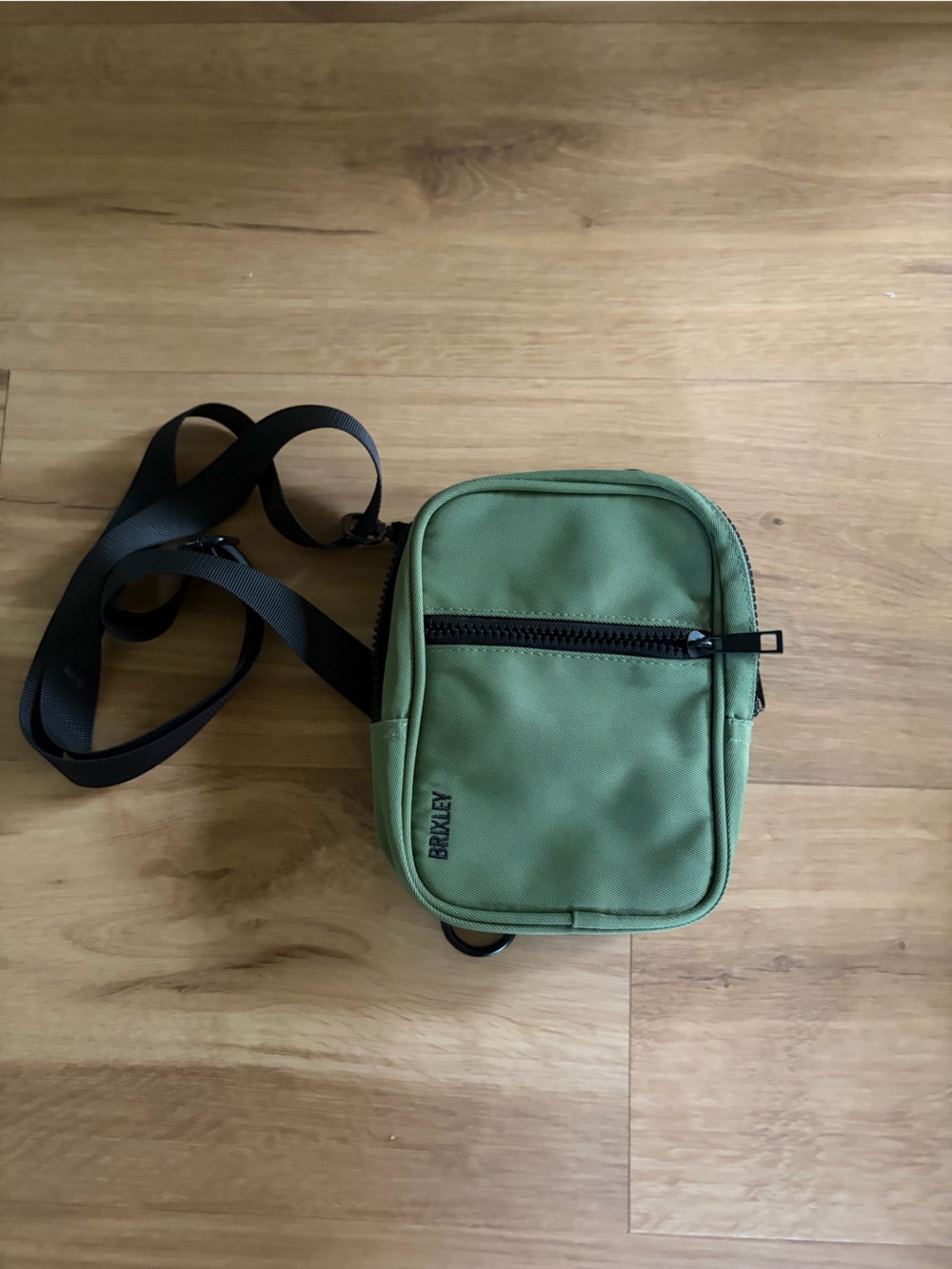 Brixley Olive Green Compact Crossbody Bag with Black Strap